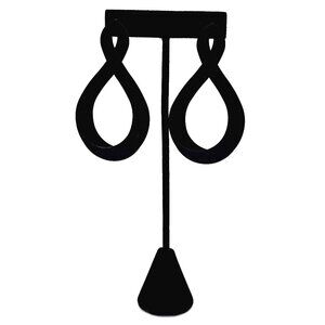 Black Infinity Loop Drop Earrings – Matte Black Abstract Teardrop – Oversized